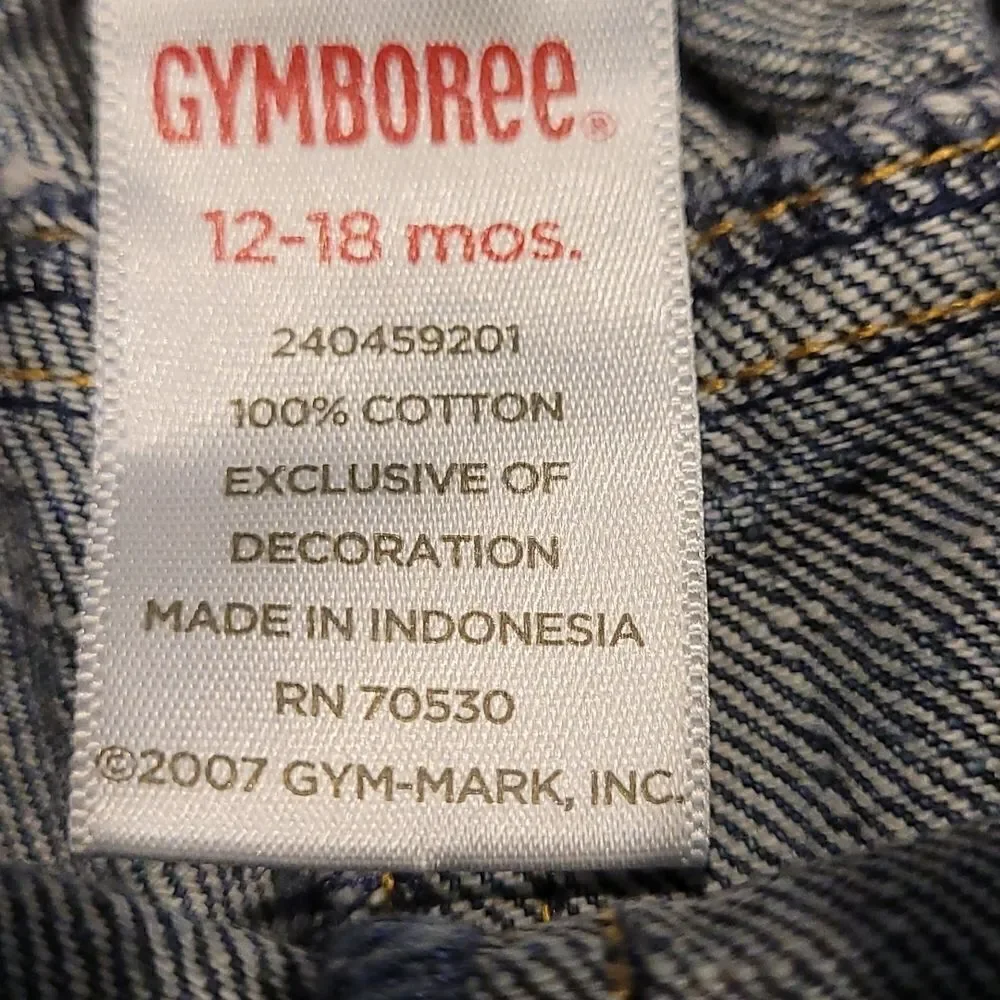 Gymboree 12-18 mos denim jeans w pink trim